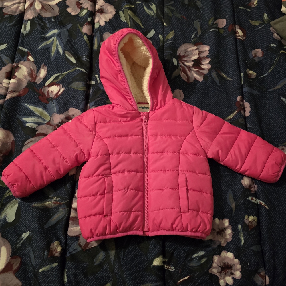 Mighty Pink Hooded Puffer Jacket 24 Months